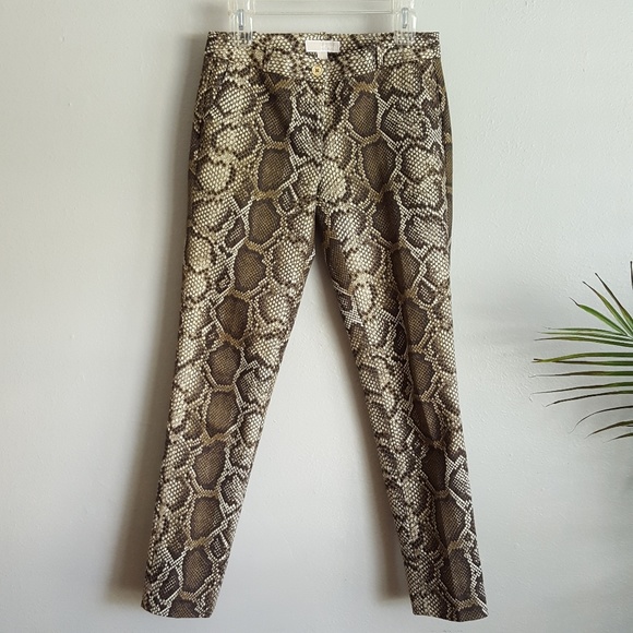 skinny snake print trousers